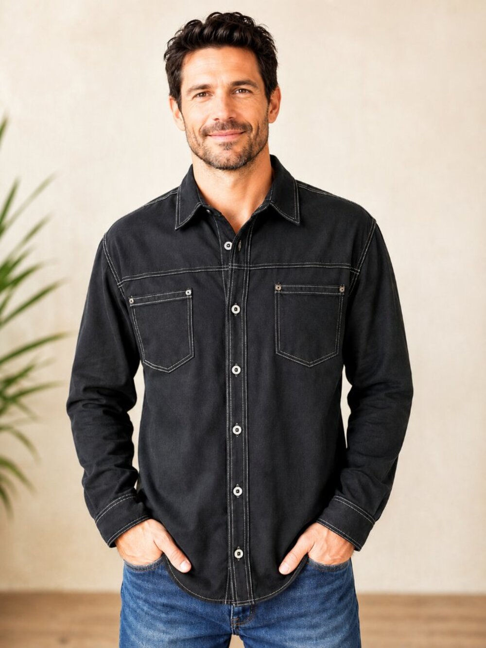 RedHead Men’s Black Heavyweight Button Down Work Shirt L NWOT